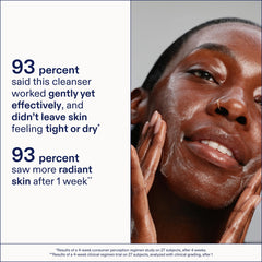 Skinfix cleanser lather in palm demonstrating soft foam benefit