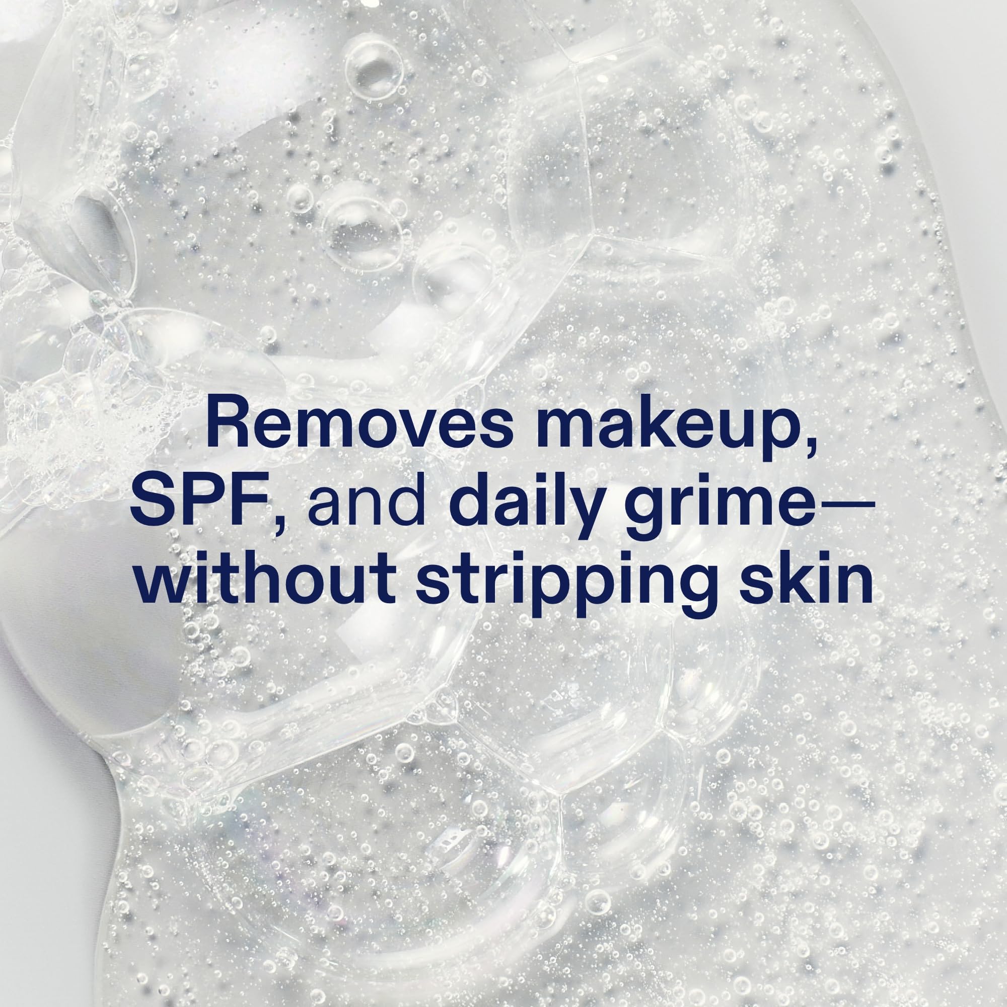 Skinfix gel texture close-up, smooth hydrating gel consistency for gentle cleansing