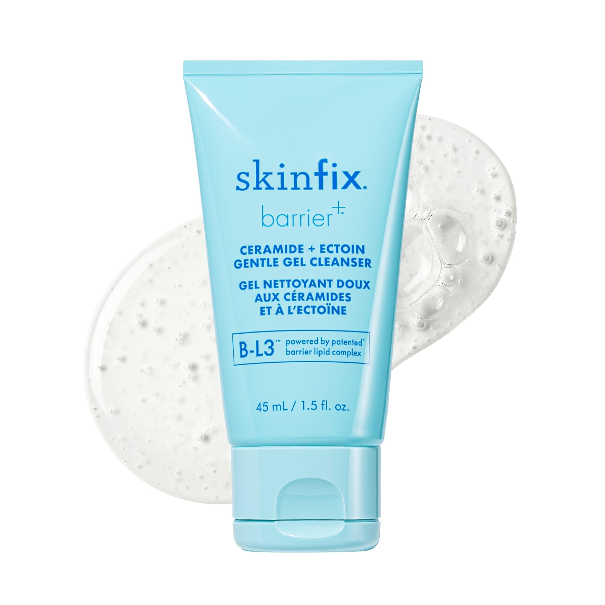 Skinfix mini cleanser front view showing travel-friendly tube and brand
