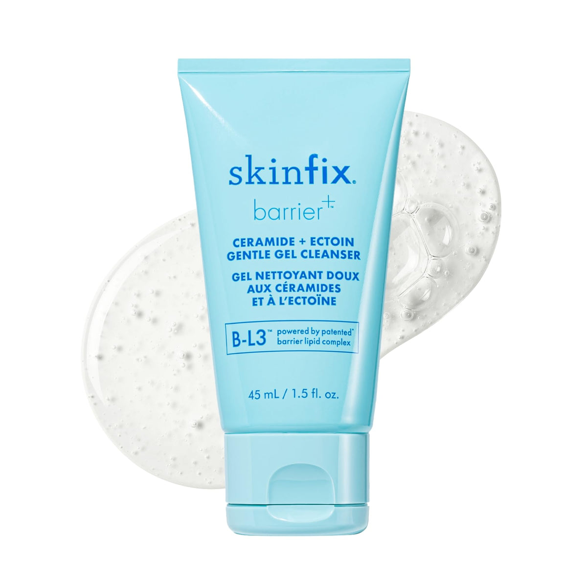 Skinfix mini cleanser front view showing travel-friendly tube and brand