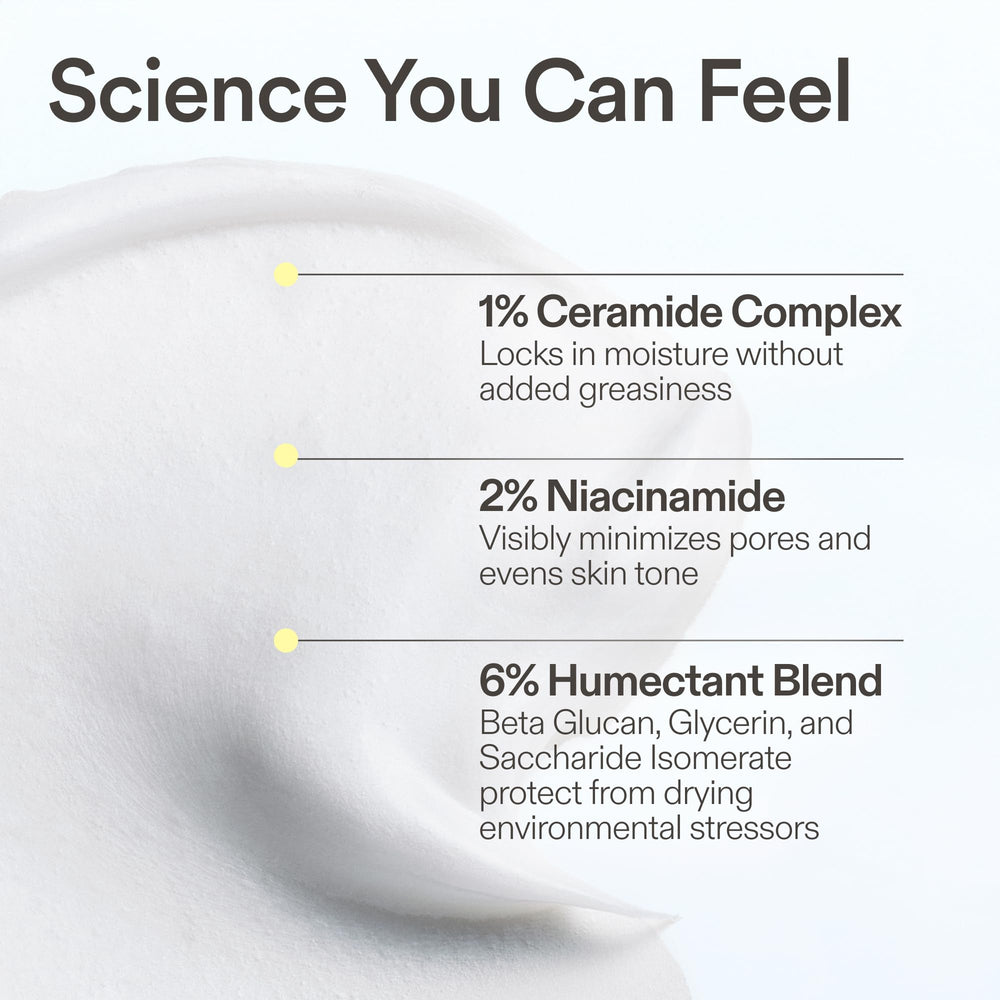 Skinfix label close-up listing ceramides, niacinamide, and peptides
