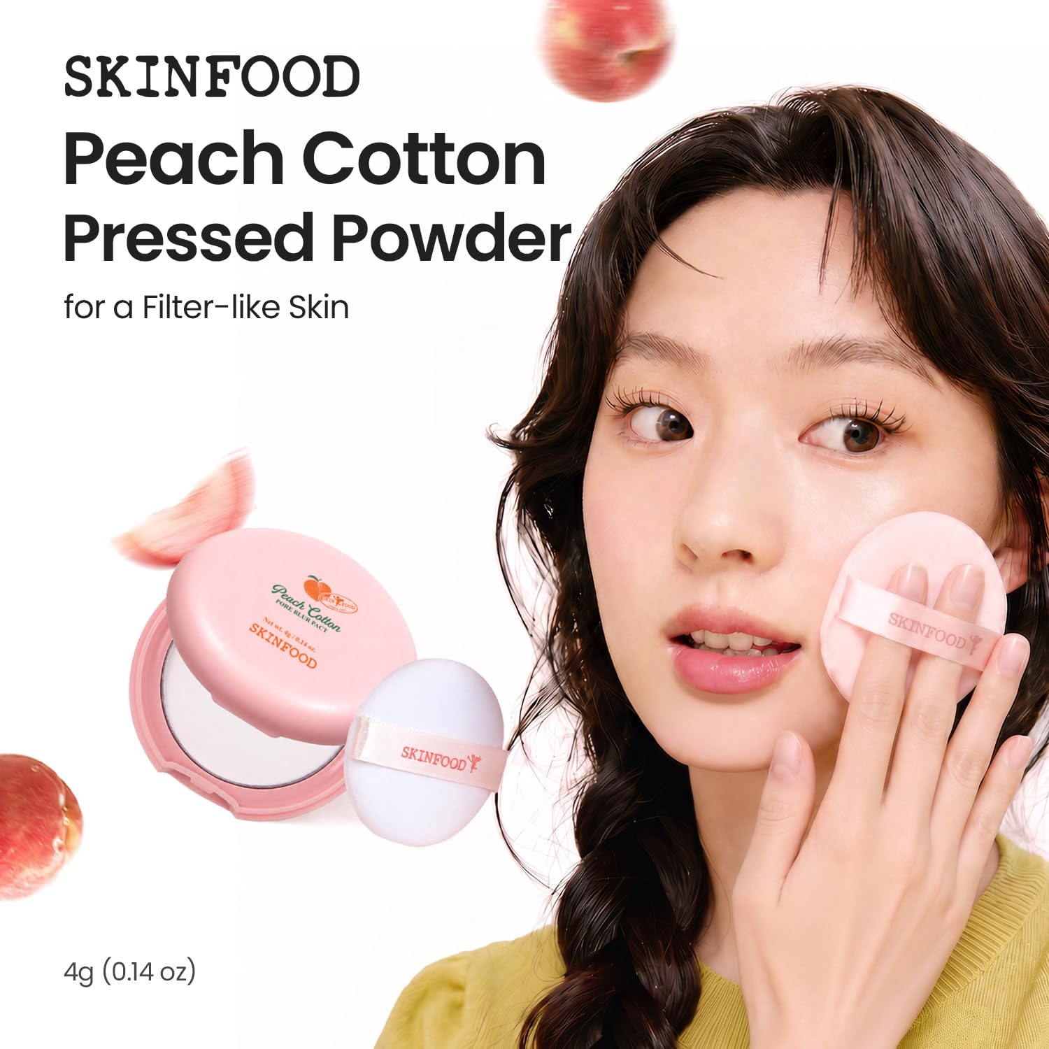 SKINFOOD open pact texture close-up highlighting silky, mattifying finish