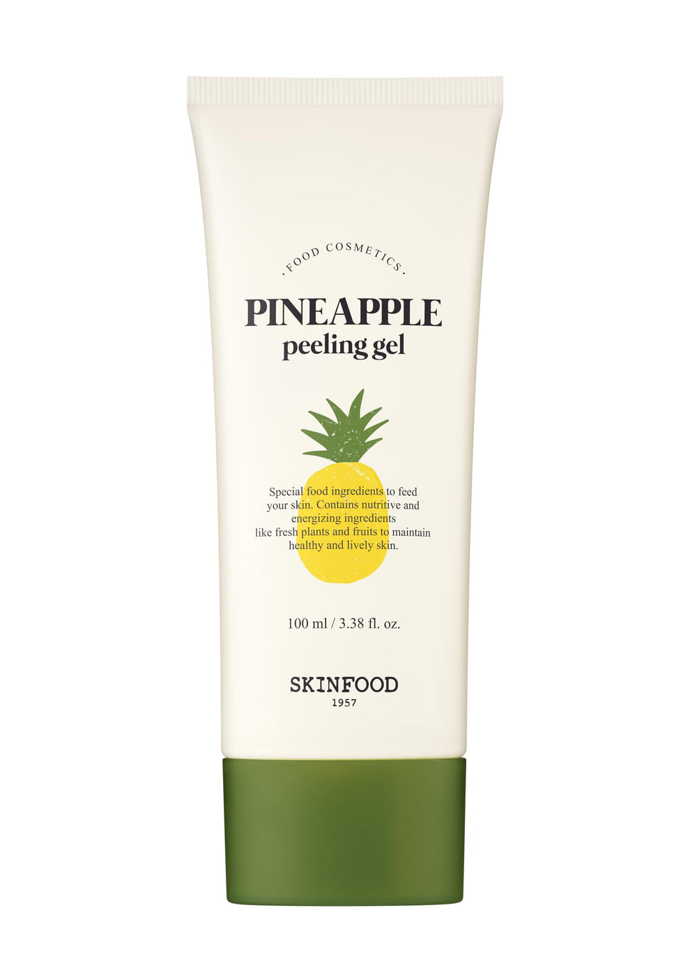 SKINFOOD 1957 peeling gel front pack showing product and branding benefit of exfoliation