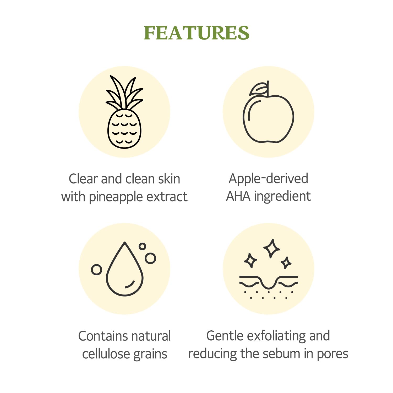 SKINFOOD 1957 ingredient label close-up highlighting pineapple AHA and soothing aloe benefits