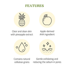 SKINFOOD 1957 ingredient label close-up highlighting pineapple AHA and soothing aloe benefits