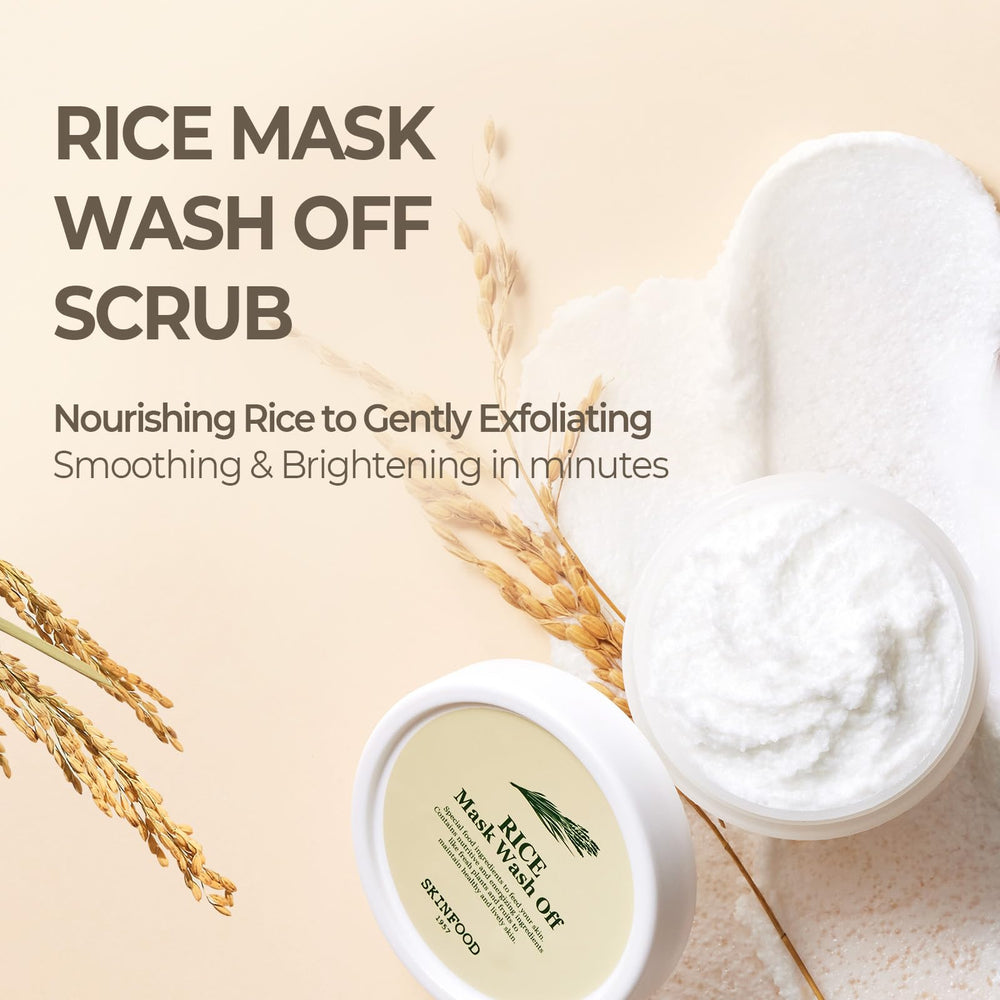 SKINFOOD 1957 open jar texture revealing creamy rice mask for gentle exfoliation