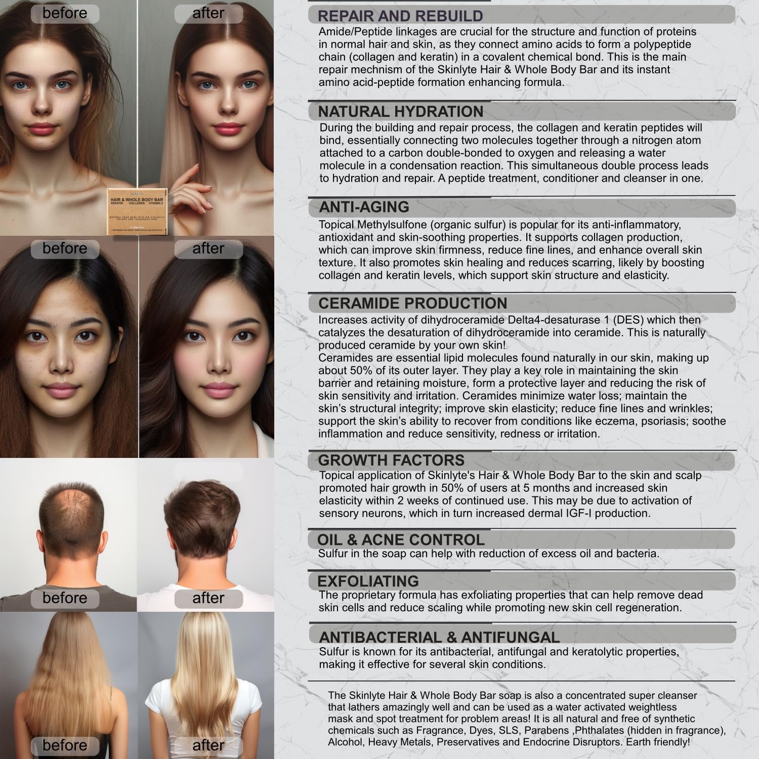 SKINLYTE styled hair after use showing reduced frizz and added shine benefit