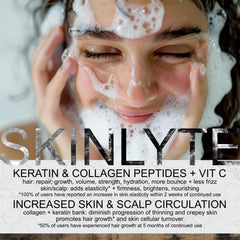 SKINLYTE rich lather on wet hair demonstrating gentle cleansing and softness