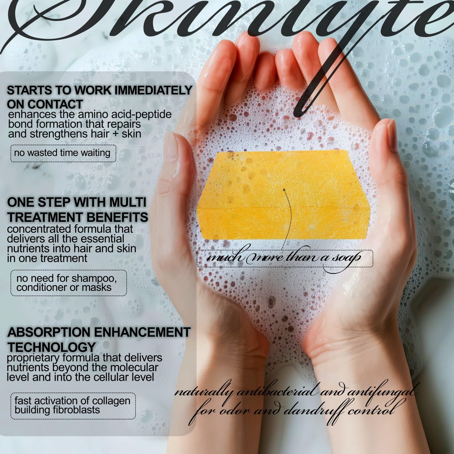 SKINLYTE bar next to coin for size comparison, showing travel-friendly benefit