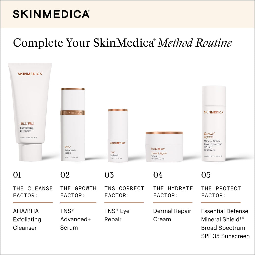 SkinMedica swiped on skin before and after for smoother texture