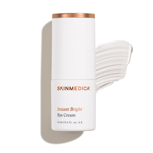 SkinMedica jar front view showing sleek packaging and instant bright effect
