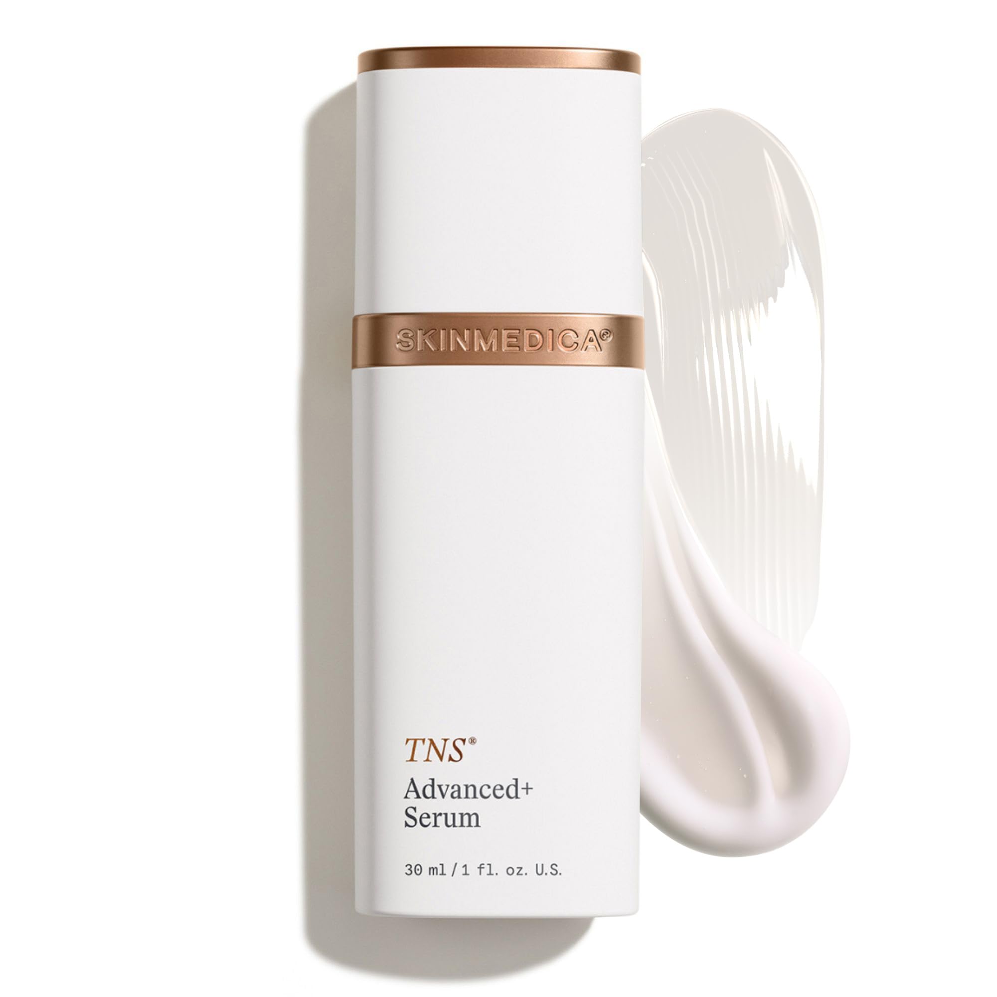 SkinMedica front packaging of TNS Advanced plus showing bottle and label benefits