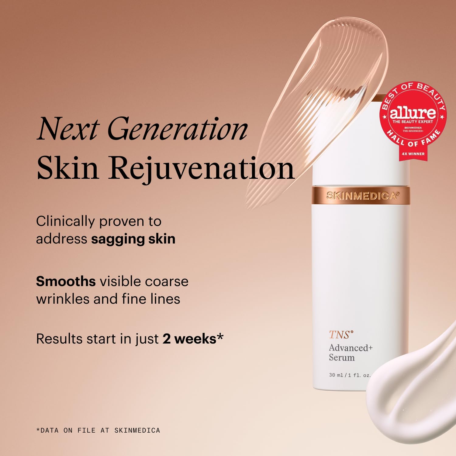 SkinMedica serum droplet on fingertip highlighting smooth texture and fast absorption