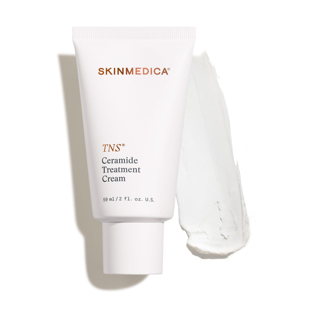 SkinMedica jar front view showing product label and elegant packaging benefits