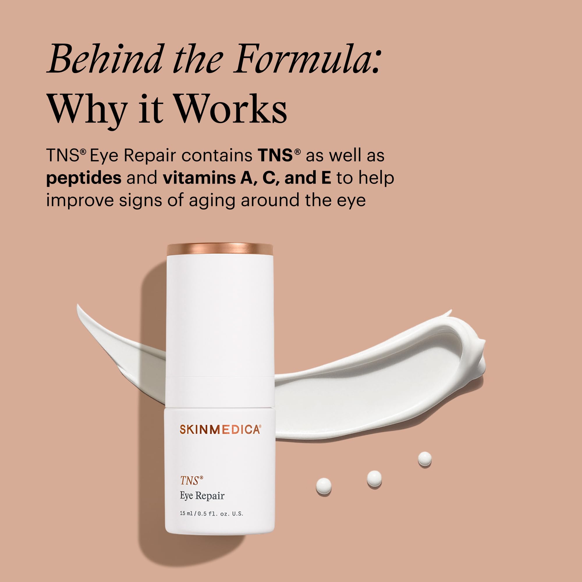 SkinMedica jar next to common items showing 0.5 oz travel-friendly benefit