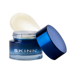 SKINN front jar view showing packaging and overnight balm benefit