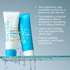 SKINN evening cleansing crème tub top view emphasizing moisturizing restoration