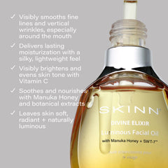 SKINN oil texture close-up showing lightweight, fast-absorbing finish