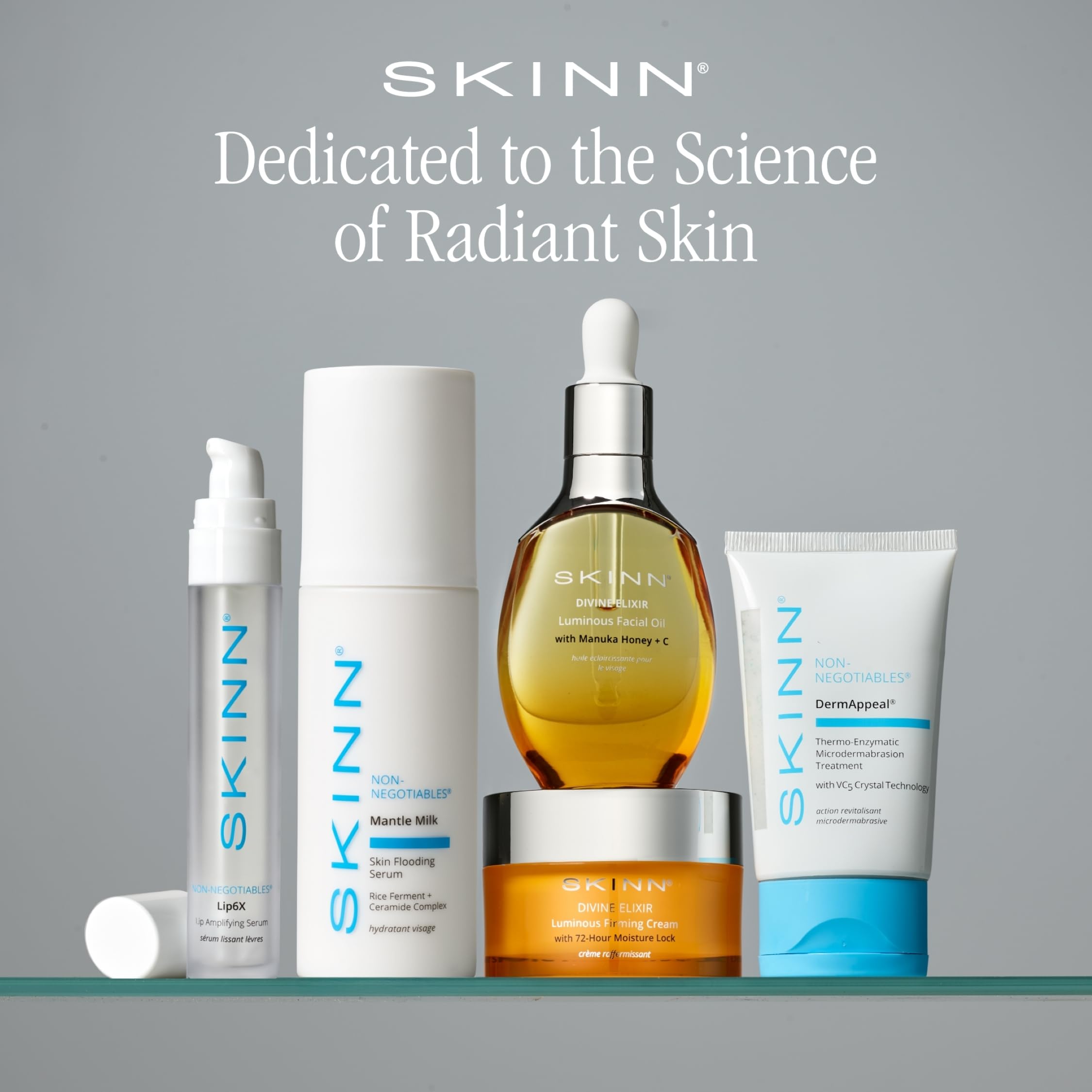SKINN Lip6X ingredient label close-up showing peptides and Vitamin C benefits