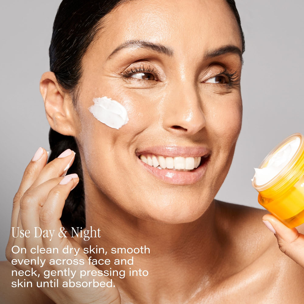 SKINN cream being applied on hand demonstrating easy absorption and plumping