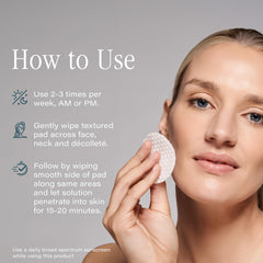 SKINN pad applied to neck and décolleté for smoother tone
