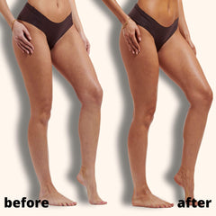 before and after arm showing Skinny Tan gradual tan results and even color
