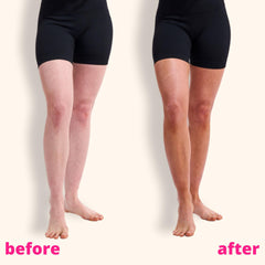 Skinny Tan arm before and after showing natural blended bronze
