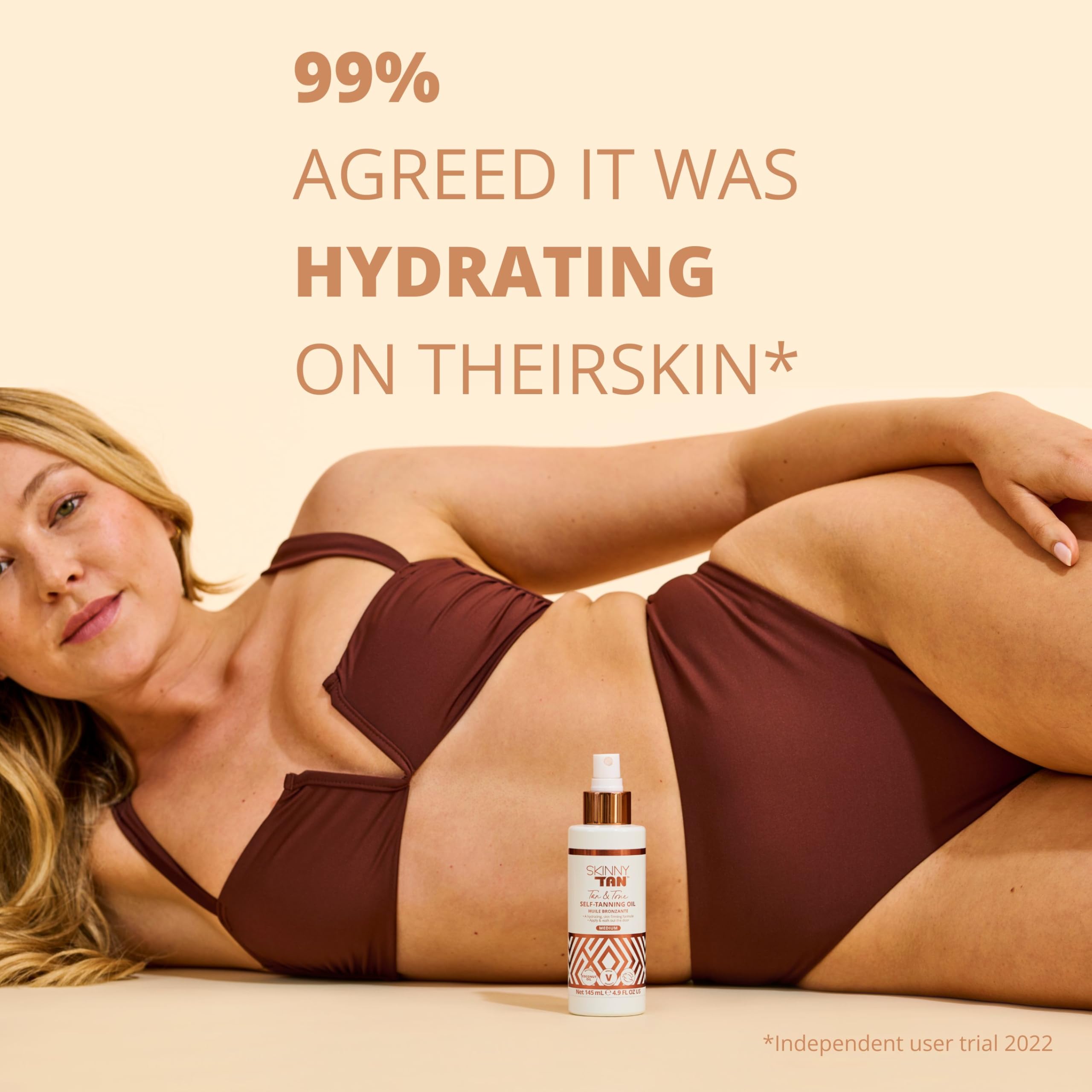 Skinny Tan being massaged into leg illustrating hydration and smoothing effect