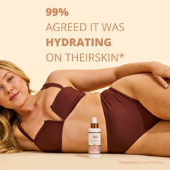 Skinny Tan being massaged into leg illustrating hydration and smoothing effect