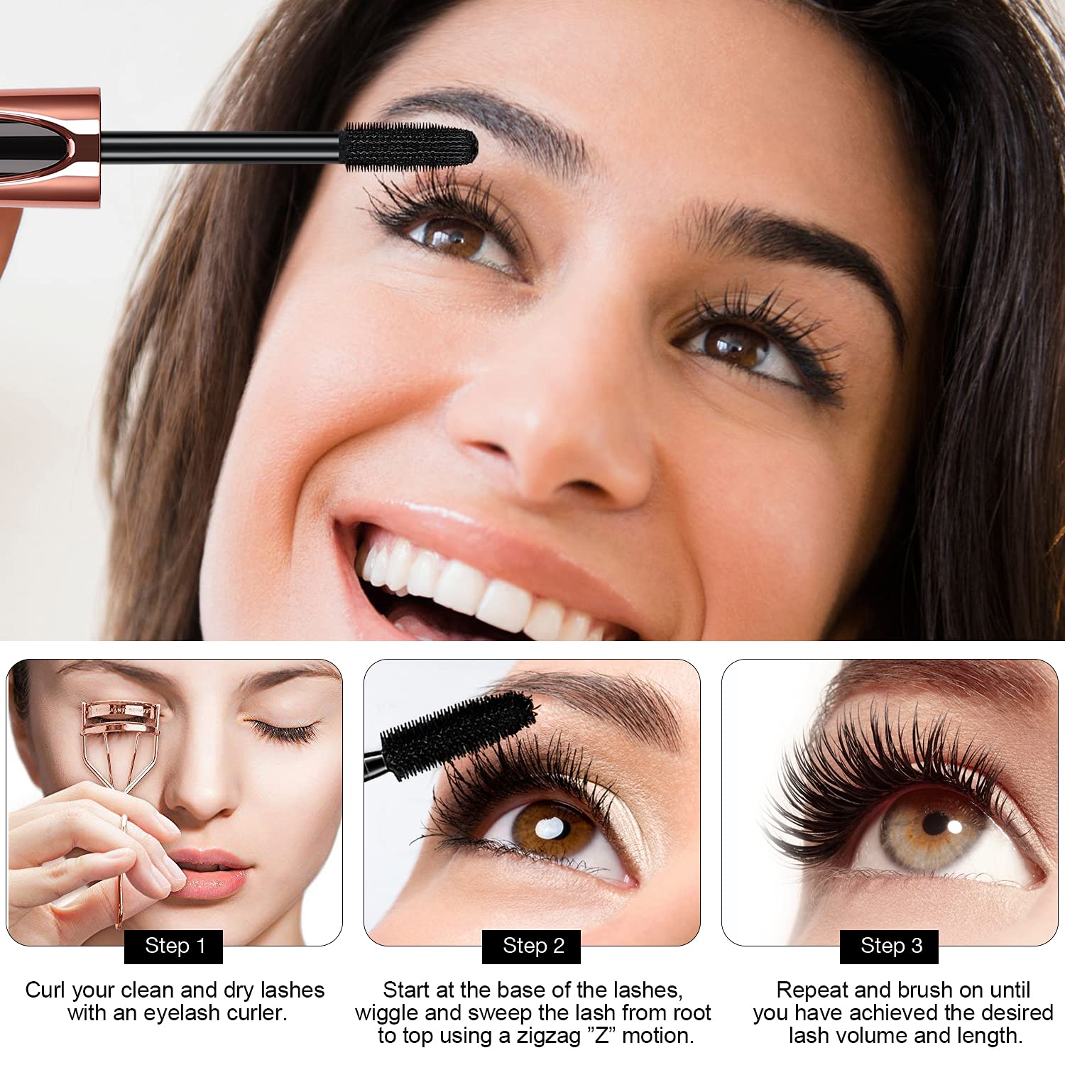 SKINOSM before and after lashes comparison displaying instant volume and length difference