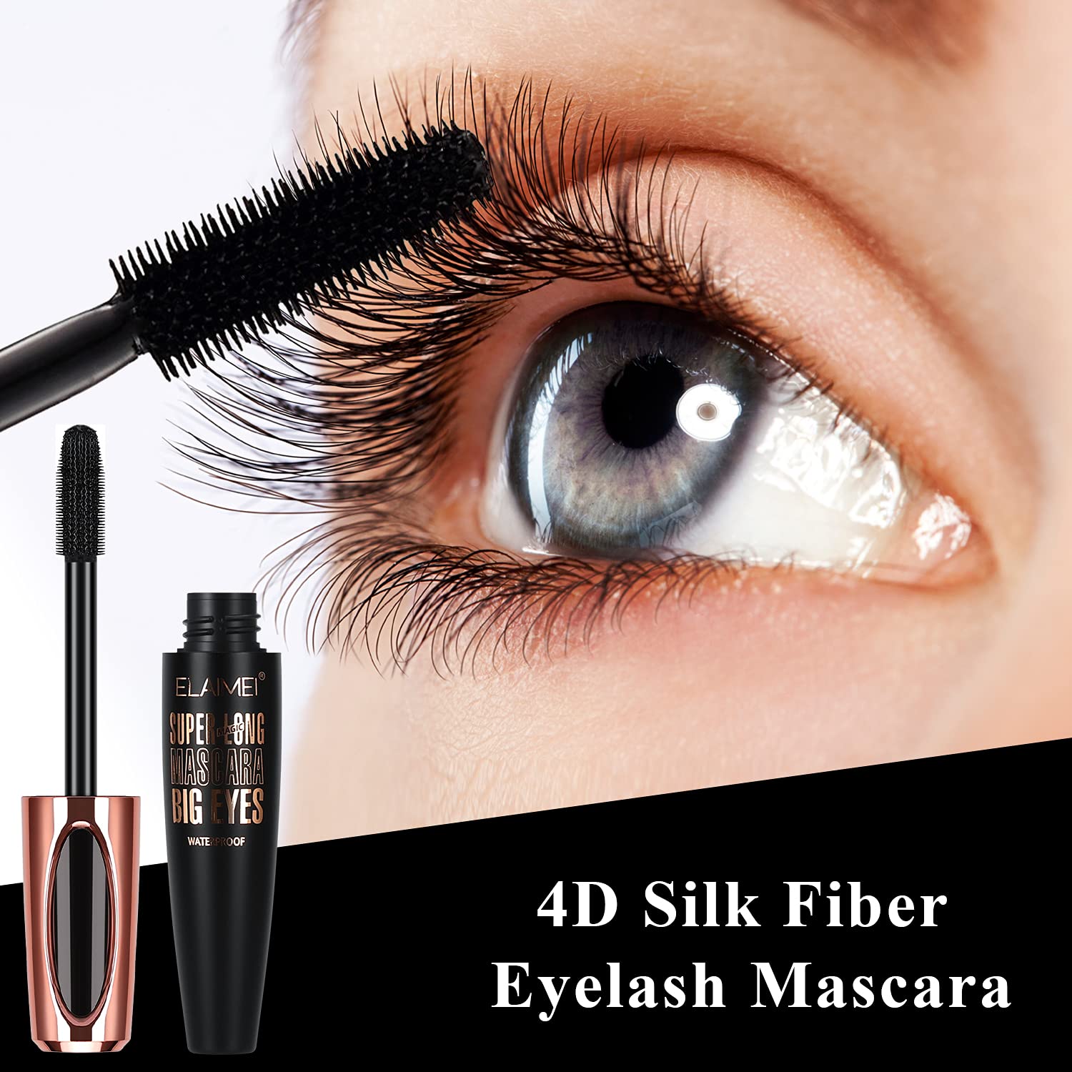 SKINOSM lifestyle vanity shot showing mascara with makeup items for polished daily glamour