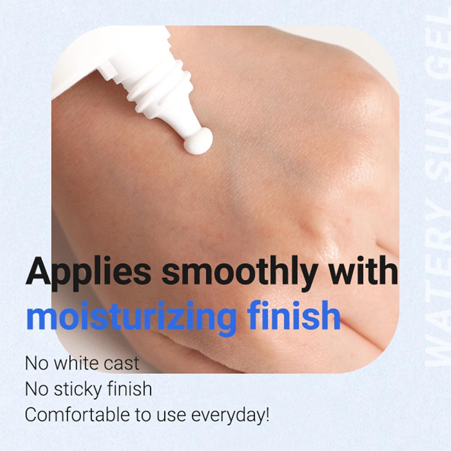 SKINSINS watery gel spread on hand showing fast absorption benefit