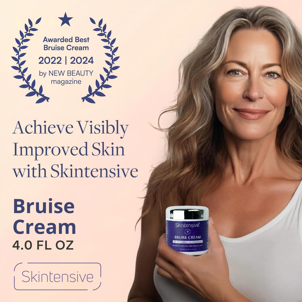 SKINTENSIVE label close-up highlighting key ingredients and vitamin blend