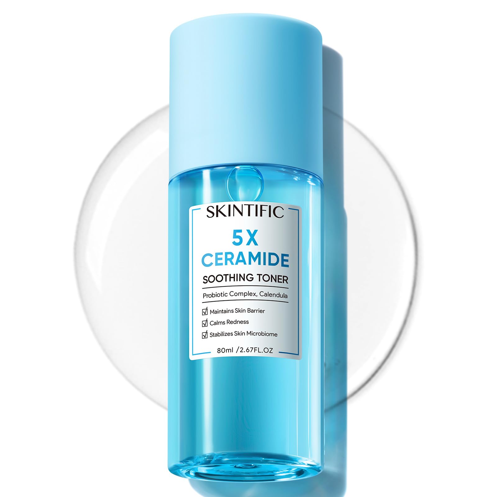 SKINTIFIC front bottle shot showing clean design and easy dispensing benefit