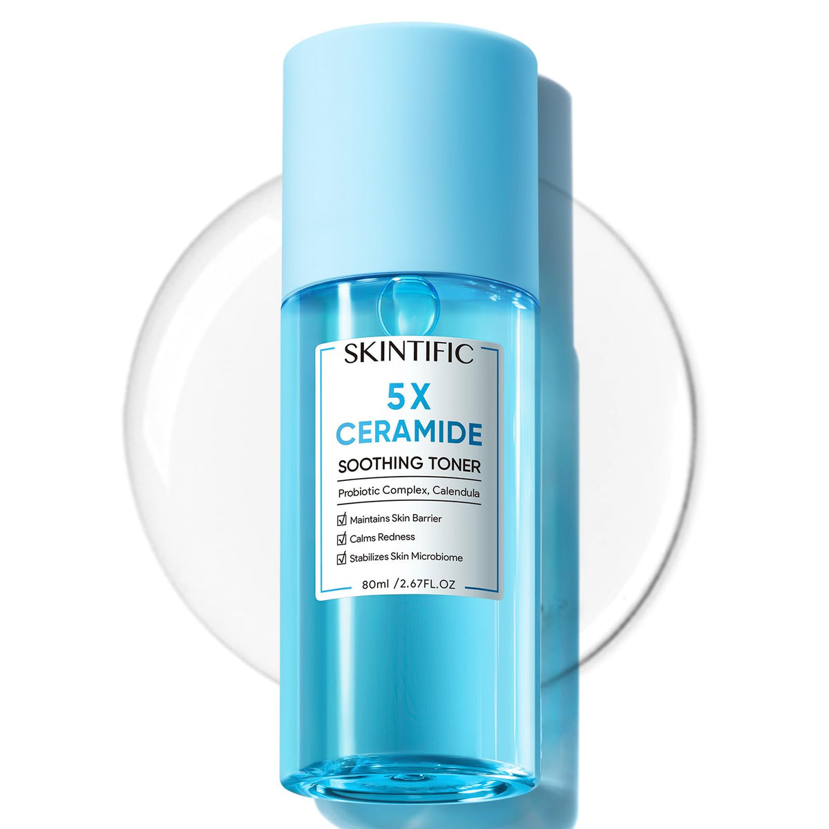 SKINTIFIC front bottle shot showing clean design and easy dispensing benefit