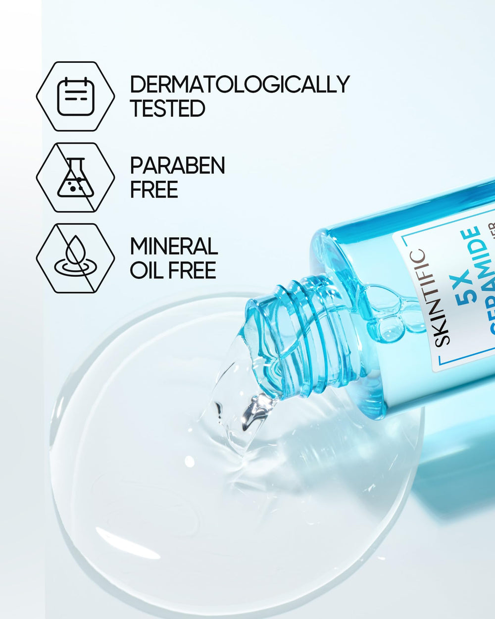 SKINTIFIC bottle styled on bathroom shelf to show everyday routine compatibility benefit