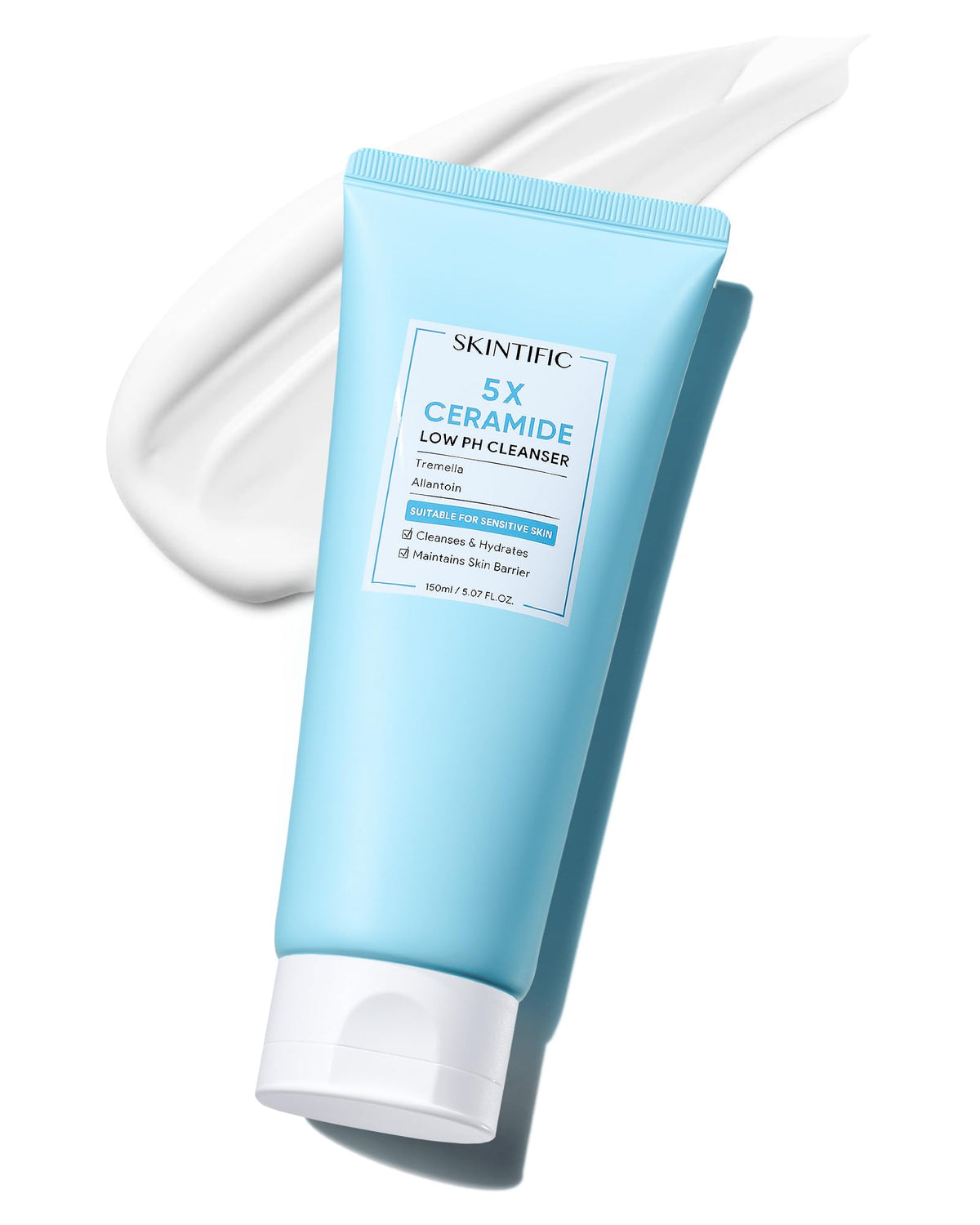 SKINTIFIC cleanser front packaging showing bottle and label, promotes gentle cleansing