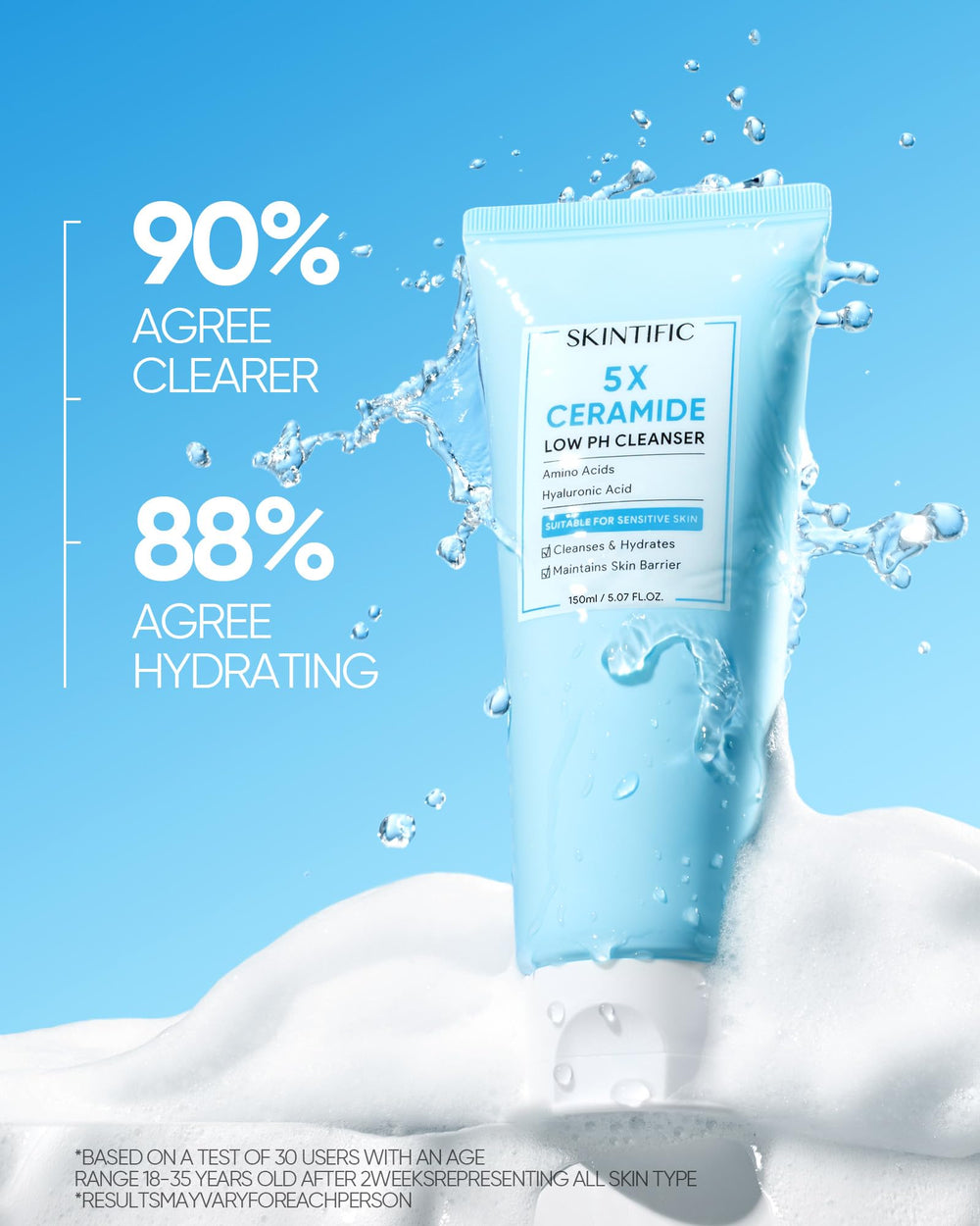 SKINTIFIC cleanser tucked in toiletry bag for travel, underlines portability and safety
