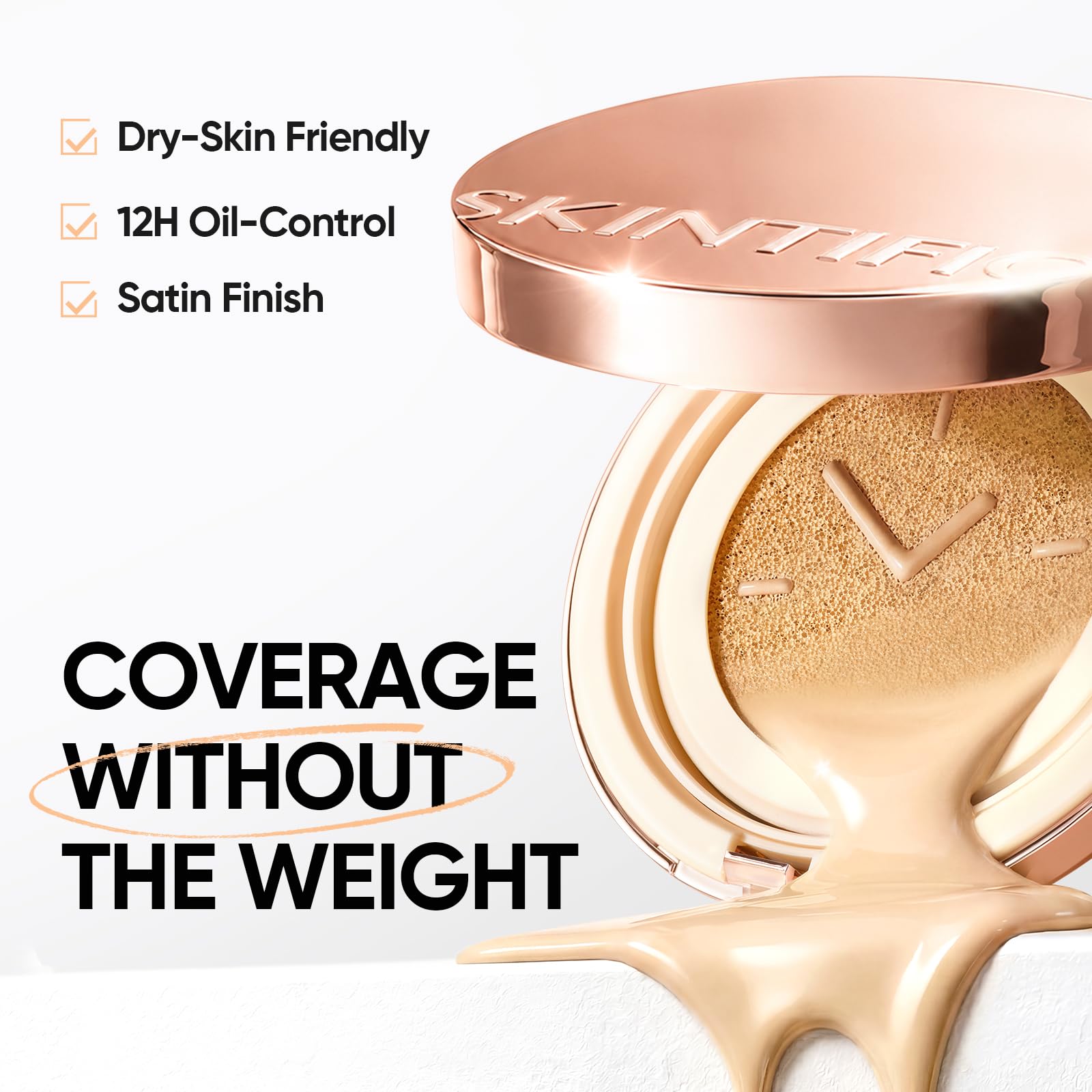 SKINTIFIC side-by-side before and after coverage on face, high-conceal benefit