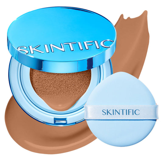 SKINTIFIC front packaging showing cushion compact with neat design and protection