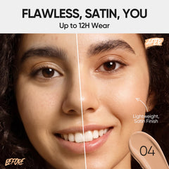 SKINTIFIC compact opened with applicator pad applying product, quick coverage benefit