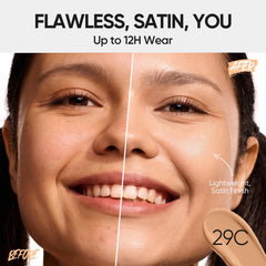 SKINTIFIC open cushion showing sponge applicator for smooth, buildable application benefit