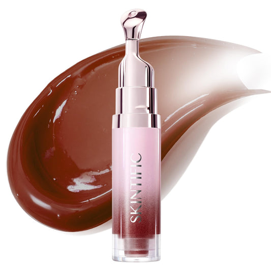 SKINTIFIC front packaging showing cinnamon rose tint and glossy finish benefit