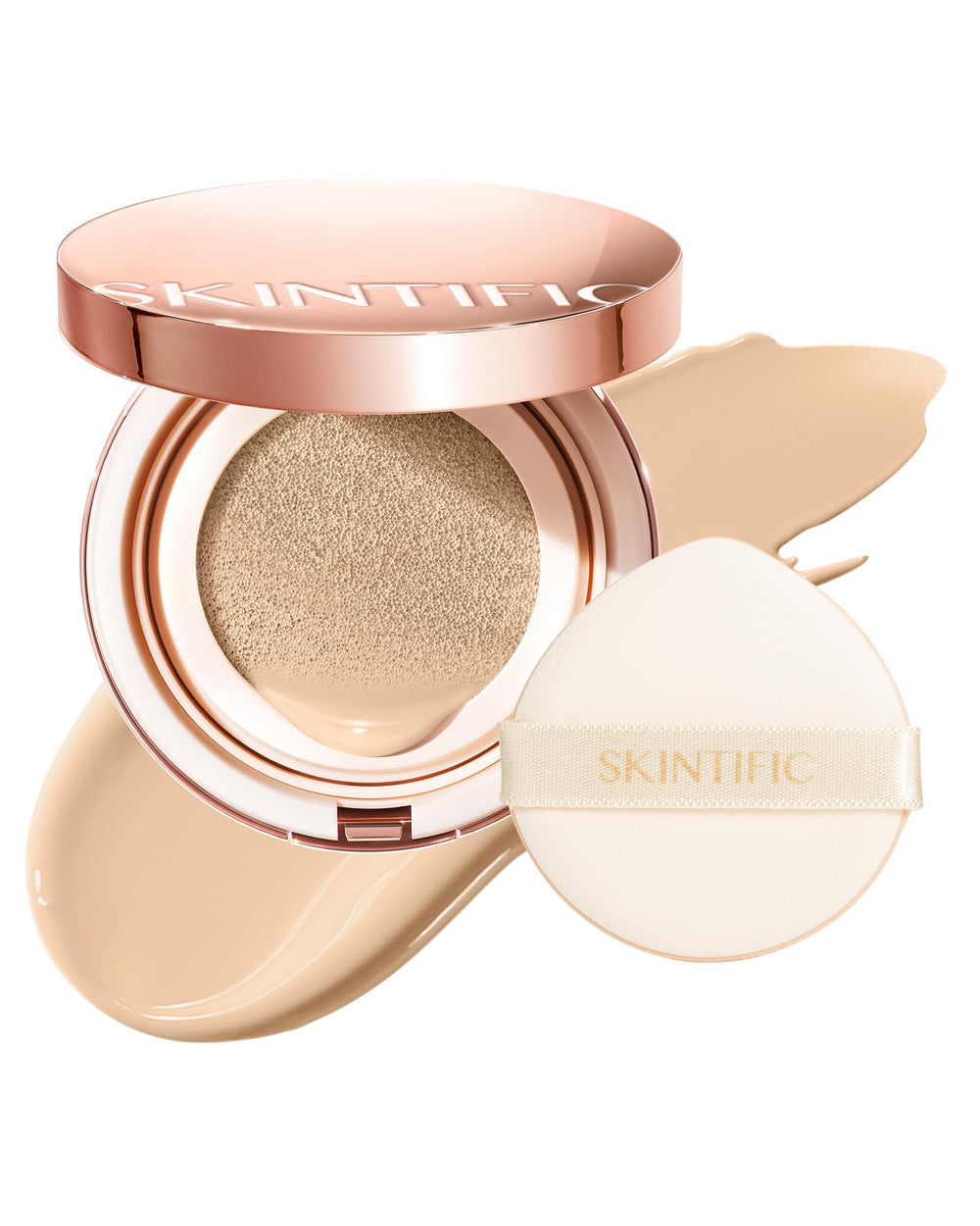 SKINTIFIC front packaging showing warm vanilla shade and compact benefits