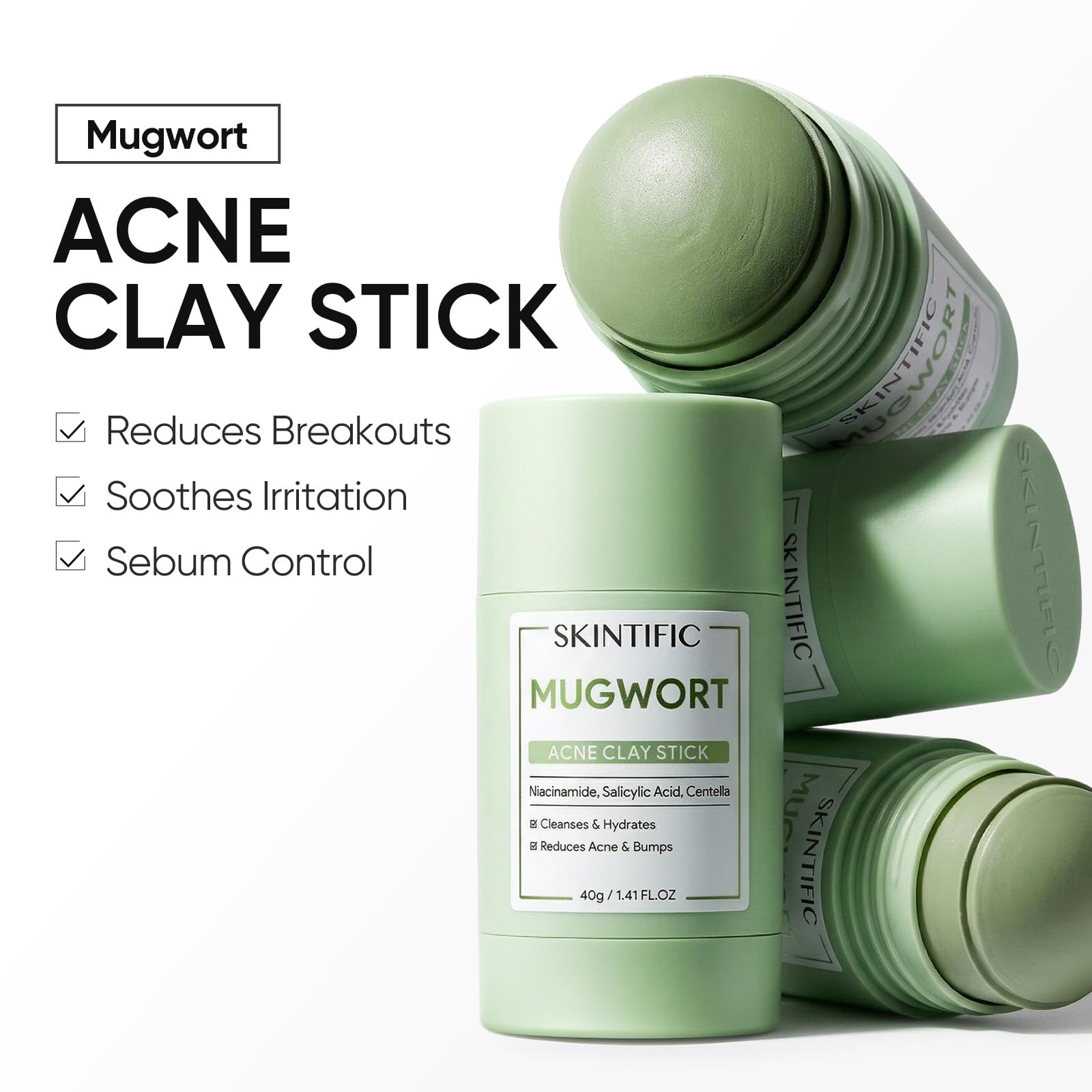 SKINTIFIC centella and salicylic ingredient display emphasizing gentle exfoliation