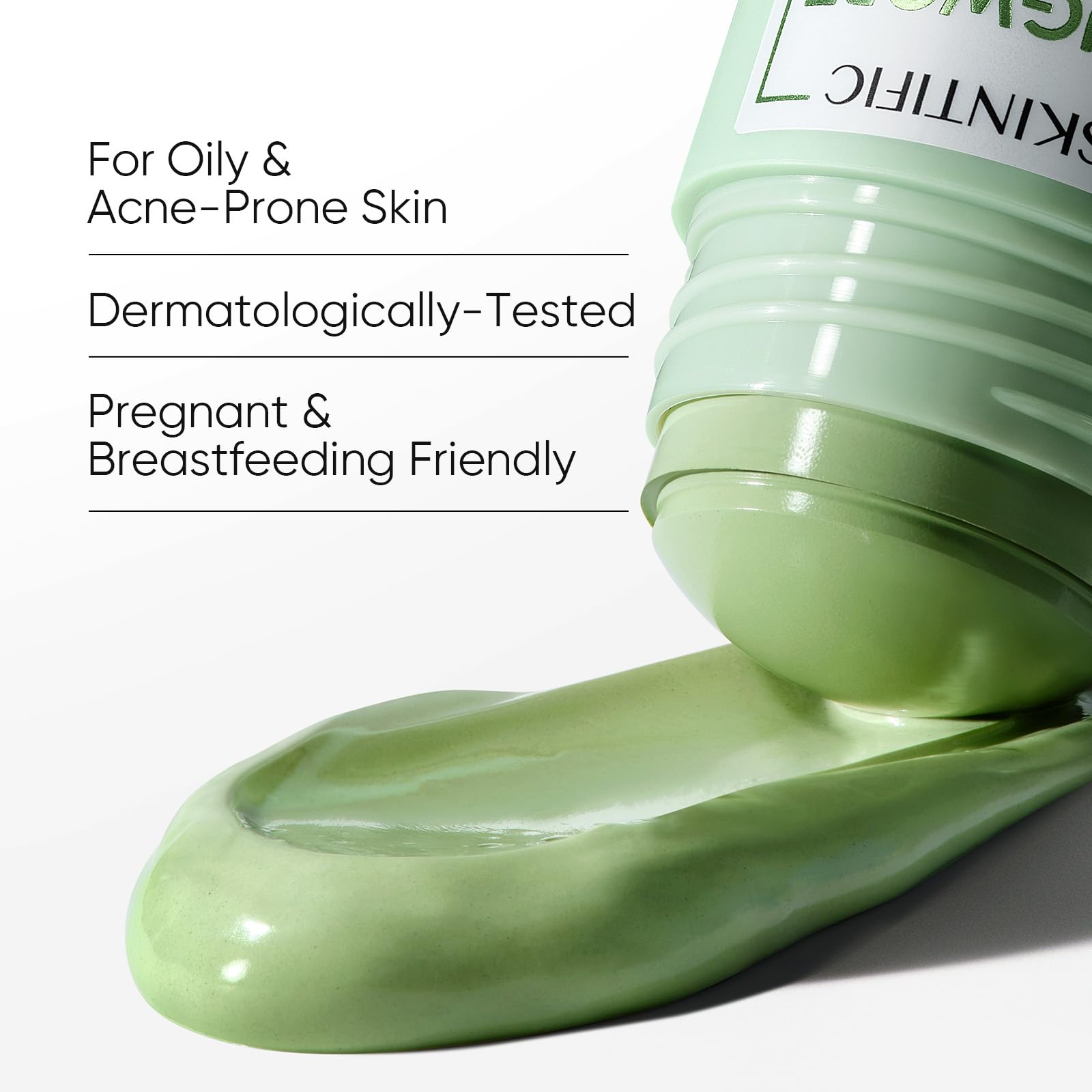 SKINTIFIC clay stick applied to T-zone demonstrating reduced redness and oil control