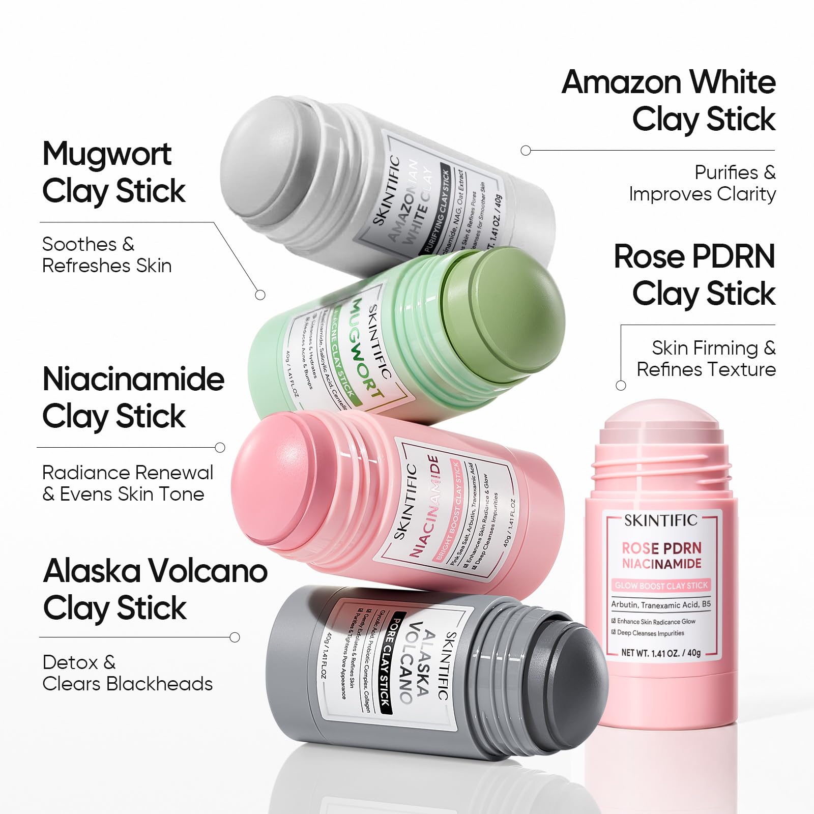 SKINTIFIC lifestyle bathroom scene showing the clay stick used in a skincare routine
