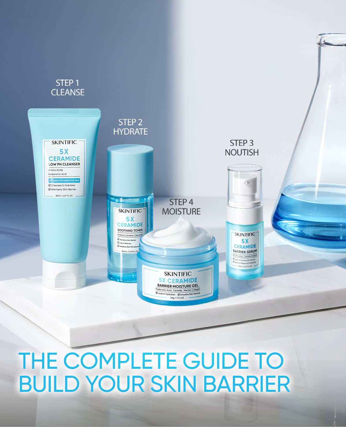 SKINTIFIC open cap with serum pool illustrating purity and easy dispensing advantage