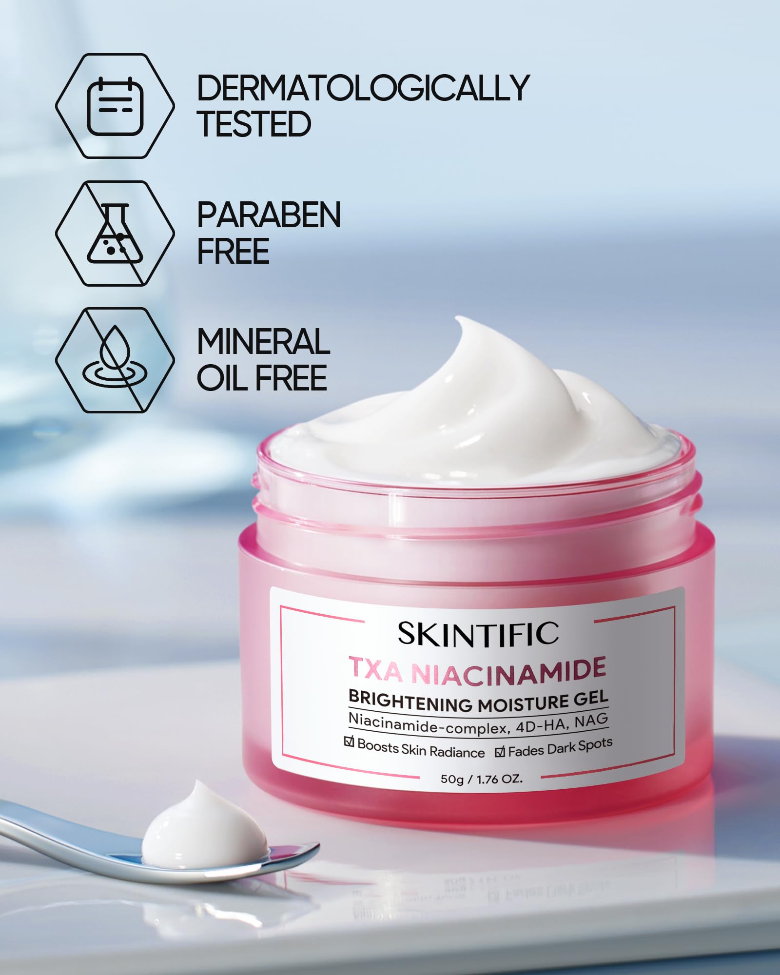 SKINTIFIC cream styled on bathroom counter suggesting daily routine ease