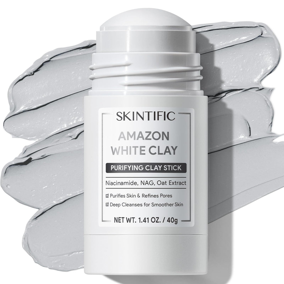 SKINTIFIC front packaging showing compact twist-up mask that avoids mess